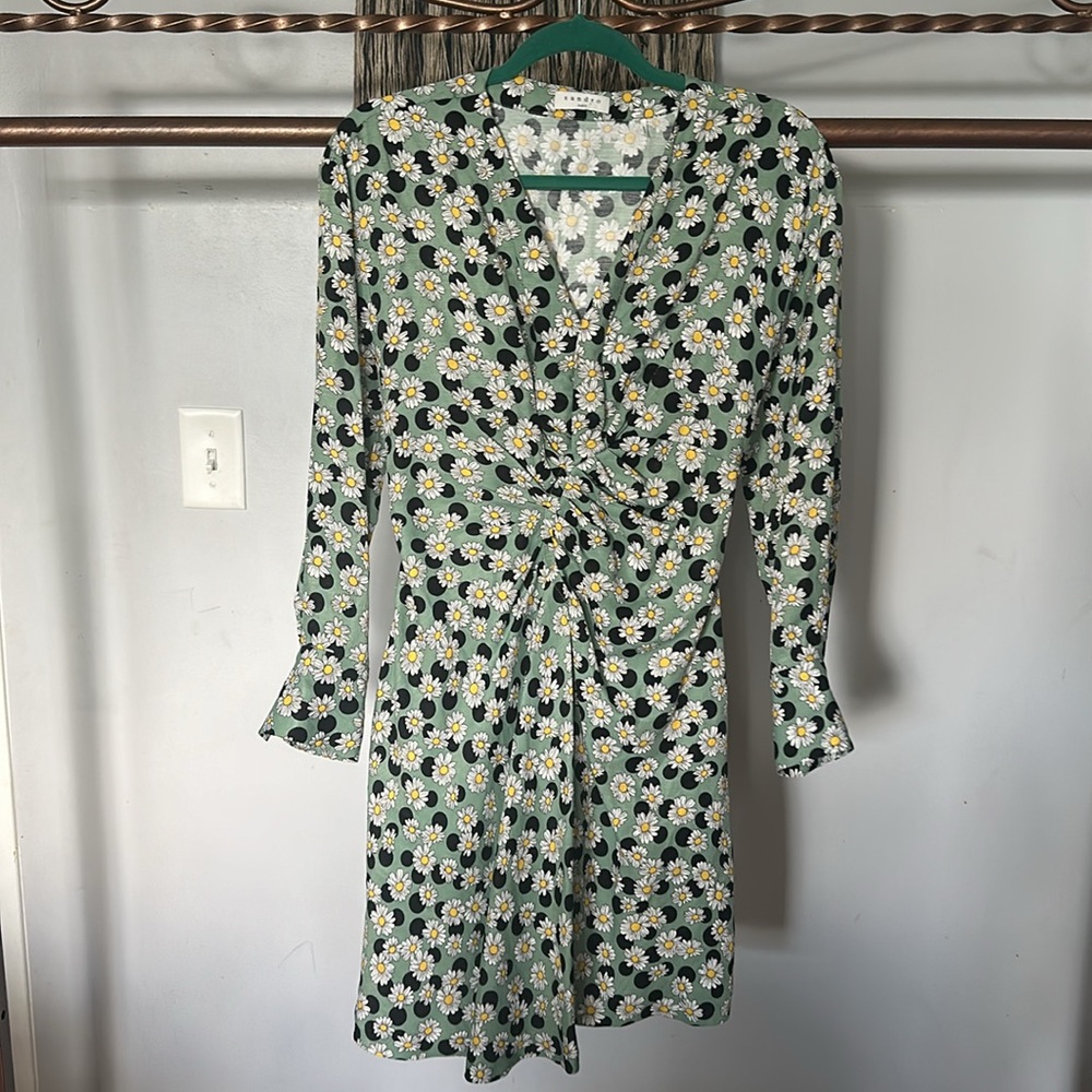 Sandro Paris Green  Floral Midi Dress - Picture 3 of 6